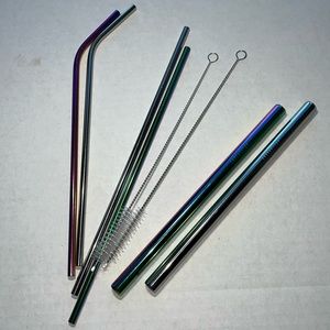 Reusable Metal Drinking Straws Set of 6 with Carrying‎ Bag Eco-friendly